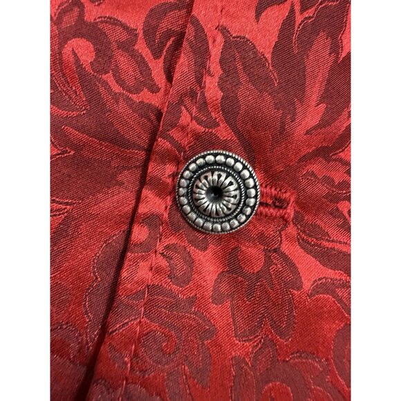 Wah Maker Frontier Mens Vest Size 2XL Ranch Western Cowboy Rodeo Red Floral Silk - Picture 6 of 12